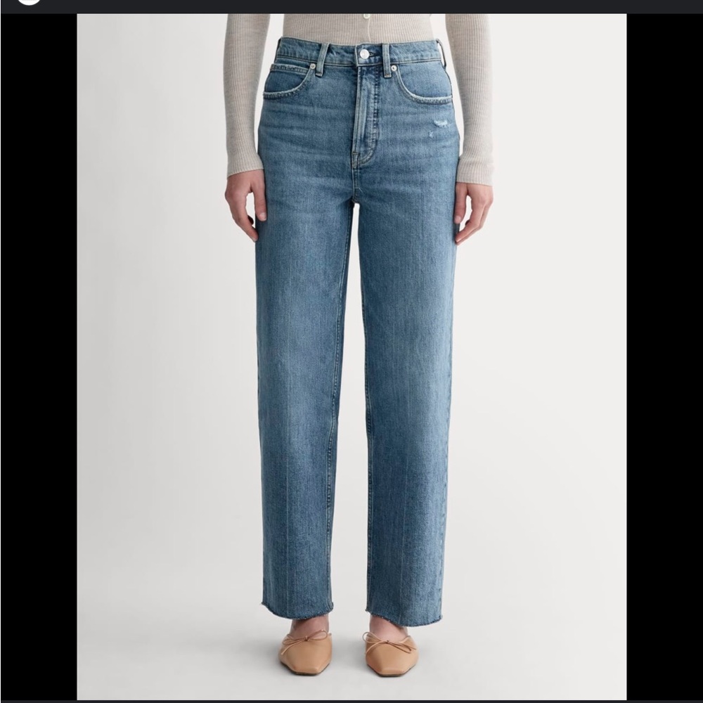 Everlane High Rise Distressed Blue Jeans